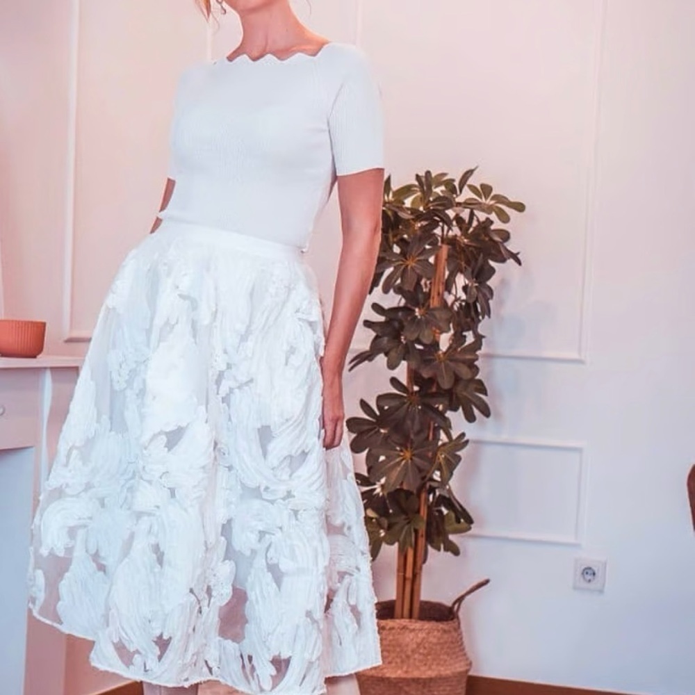 S.DEER- pull On Midi Skirt With Pleats,NWT Size L - Picture 4 of 16